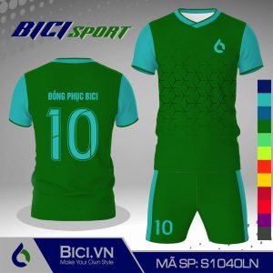 Bộ bóng đá màu xanh lá phối tay viền màu đỉnh