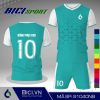 Set đồ bóng đá màu xanh ya kết hợp tay viền màu mới