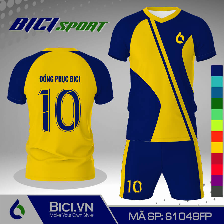 S1049FP Set bóng đá hoa văn vàng cúc phối màu phong cách
