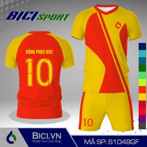 Quần áo bóng đá hoa văn cam đậm phối màu chất