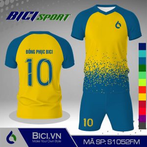 Đồ bóng đá màu vàng phối hoa văn màu chuyên nghiệp