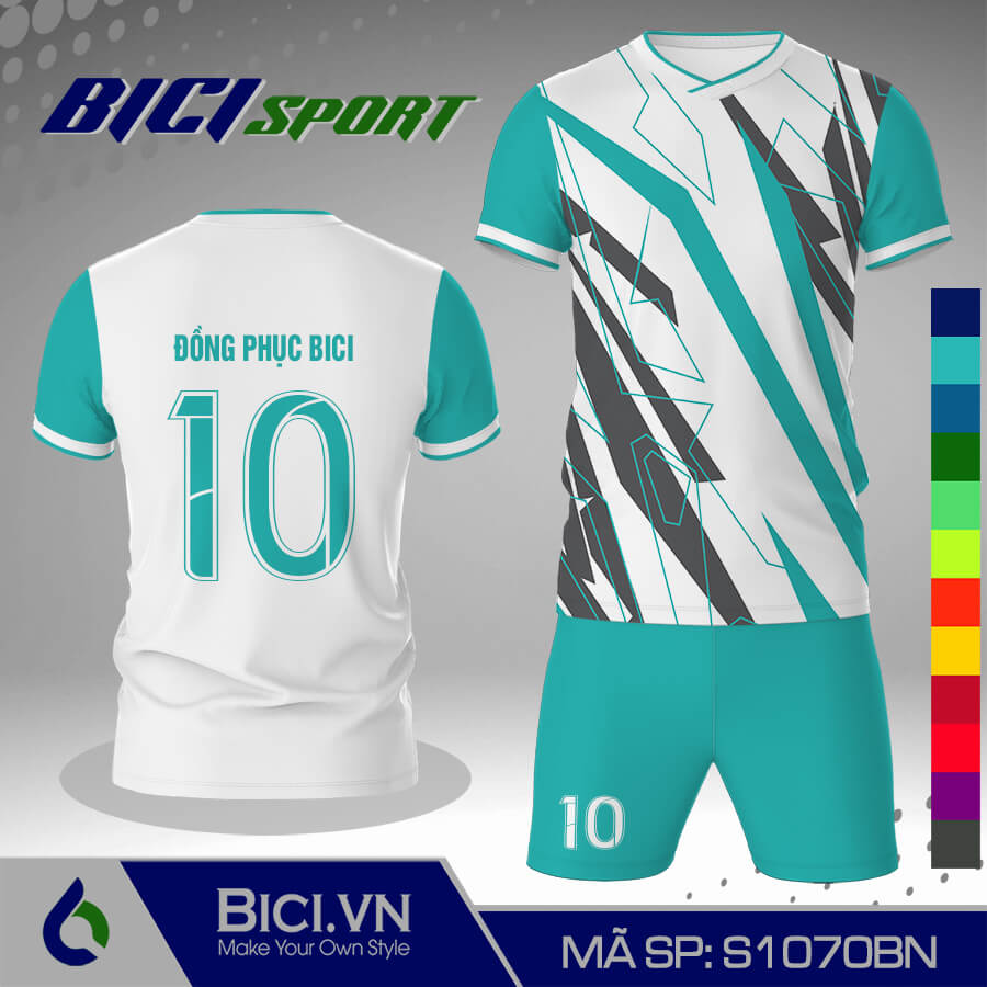 S1070BN Set bộ đá banh trắng kết hợp họa tiết màu chuyên nghiệp