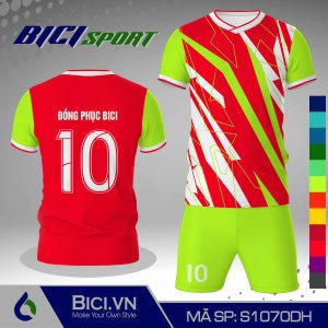 Set đồ đá banh đỏ tươi phối hoa văn màu đỉnh