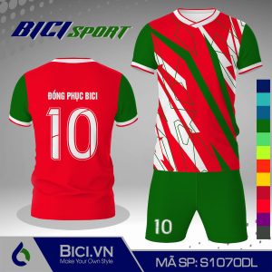 Set đồ đá banh đỏ tươi phối hoa văn màu mới