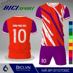 Set mẫu bóng đá cam đậm phối hoa văn màu ngầu