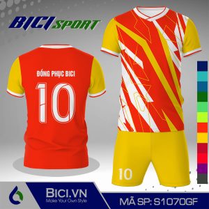 Set mẫu bóng đá cam đậm phối hoa văn màu dé