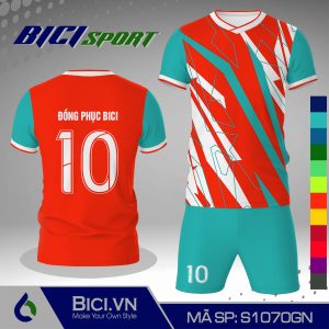 Set mẫu bóng đá cam đậm phối hoa văn màu phong cách