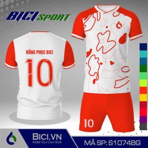 Mẫu áo đá banh hoa văn trắng phối màu dé