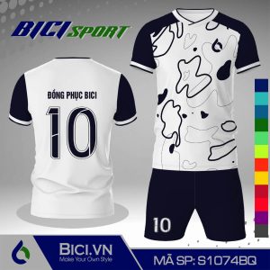 Mẫu áo đá banh hoa văn trắng phối màu năng động