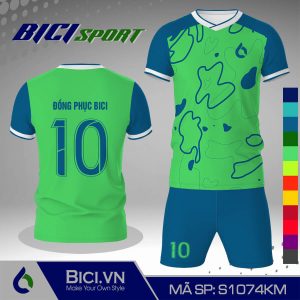 Set áo bóng đá màu phối họa tiết xanh ngọc chuyên nghiệp