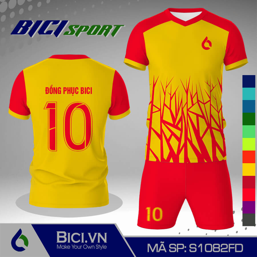 S1082FD Bộ bóng đá hoa văn vàng cúc phối màu cực cá tính