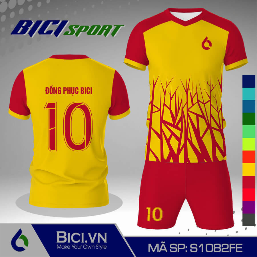S1082FE Bộ bóng đá hoa văn vàng cúc phối màu cực phong cách