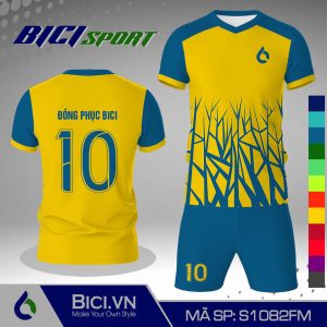 Bộ bóng đá hoa văn vàng cúc phối màu cực ấn tượng