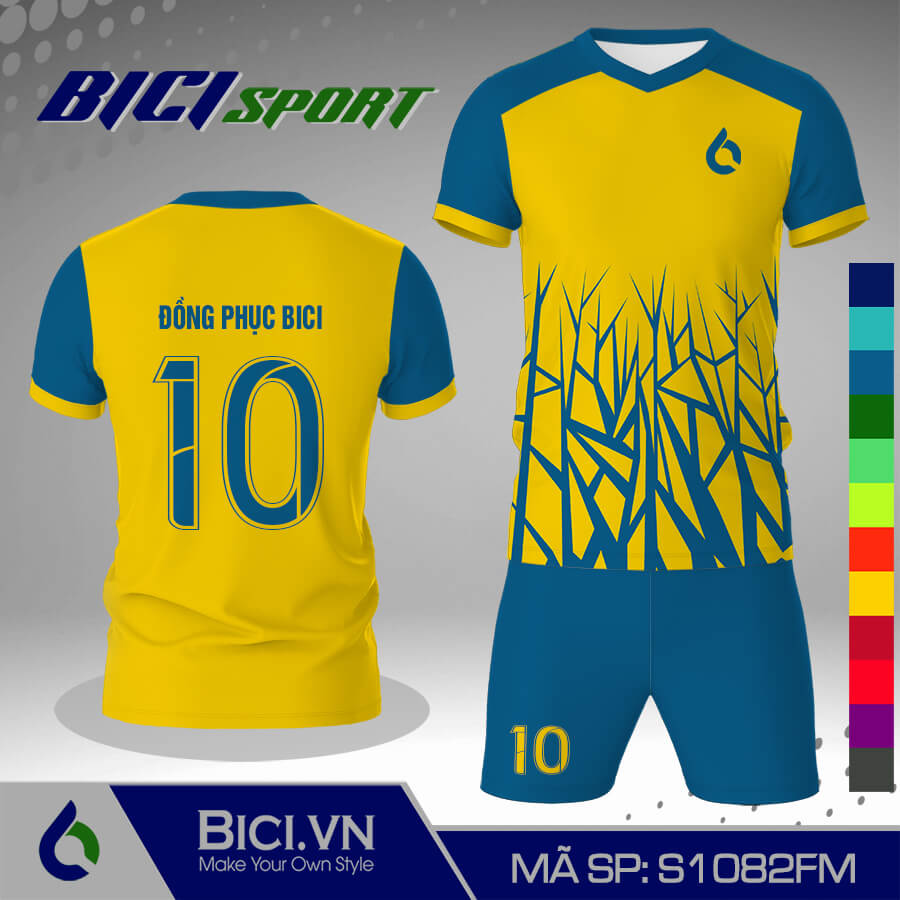 S1082FM Bộ bóng đá hoa văn vàng cúc phối màu cực ấn tượng