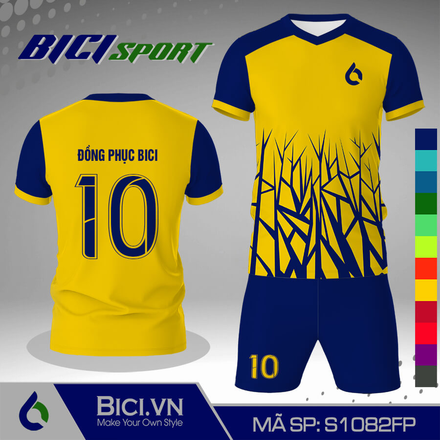 S1082FP Bộ bóng đá hoa văn vàng cúc phối màu cực mới