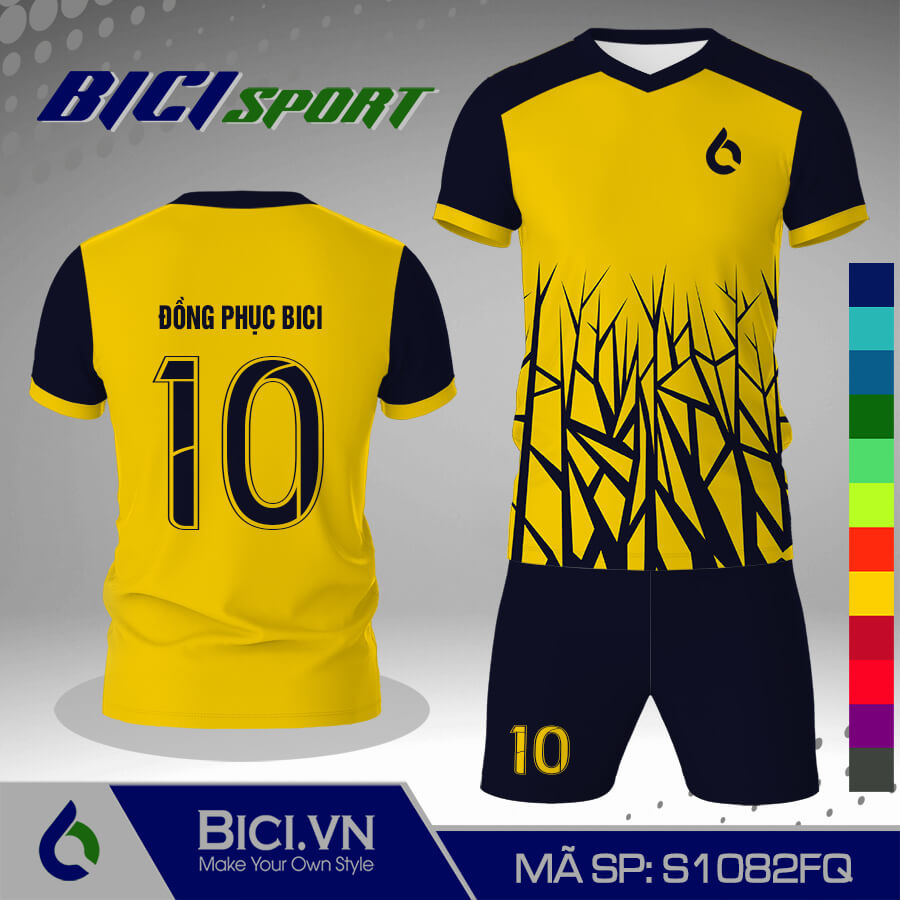 S1082FQ Bộ bóng đá hoa văn vàng cúc phối màu cực năng động