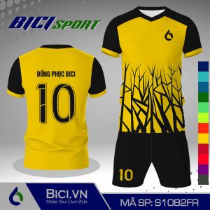 Bộ bóng đá hoa văn vàng cúc phối màu cực lịch lãm