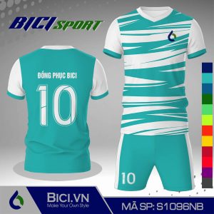 Set áo thể thao họa tiết xanh ya phối màu chất