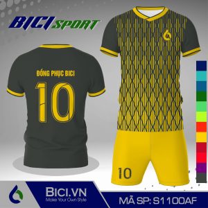 Set đồ đá banh hoa văn xám đậm phối màu đỉnh
