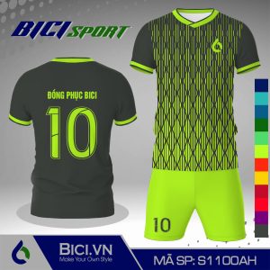 Set đồ đá banh hoa văn xám đậm phối màu chất