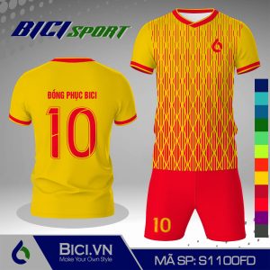 Đồ thể thao vàng cúc phối hoa văn màu chất
