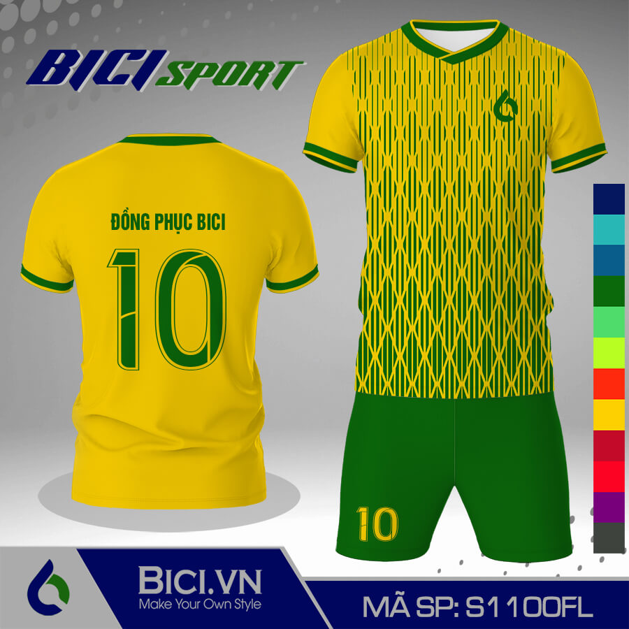 S1100FL Đồ thể thao vàng cúc phối hoa văn màu cool
